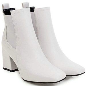 Women’s Square Toe Chunky Block Heel Ankle Booties